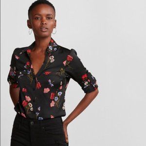Express Slim Fit Portofino Floral Blouse